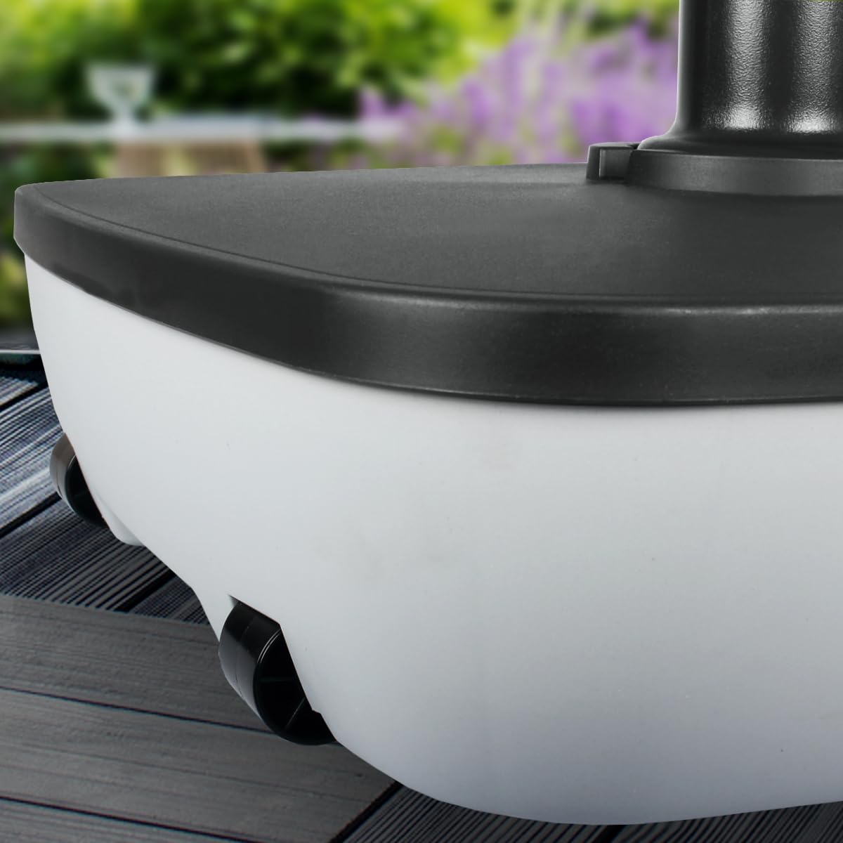 Stimo Premium Sonnenschirmständer für 3,5-5cm mit Rollen Schirmständer rollbar Grau Schirmfuß befüllbar bis 40kg