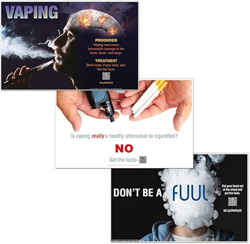 ToucanEd Carteles anti-vapeo/riesgos de vapeo - Conjunto de tres - dejar de vapear - riesgos de cigarrillos electrónicos - advierten sobre los
