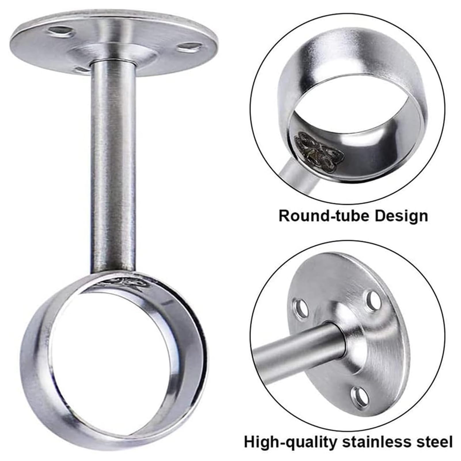 Supporti Per Aste Tende Biluer - 8 Pezzi Per Soffitto O Parete - Acciaio Inox 22 Mm