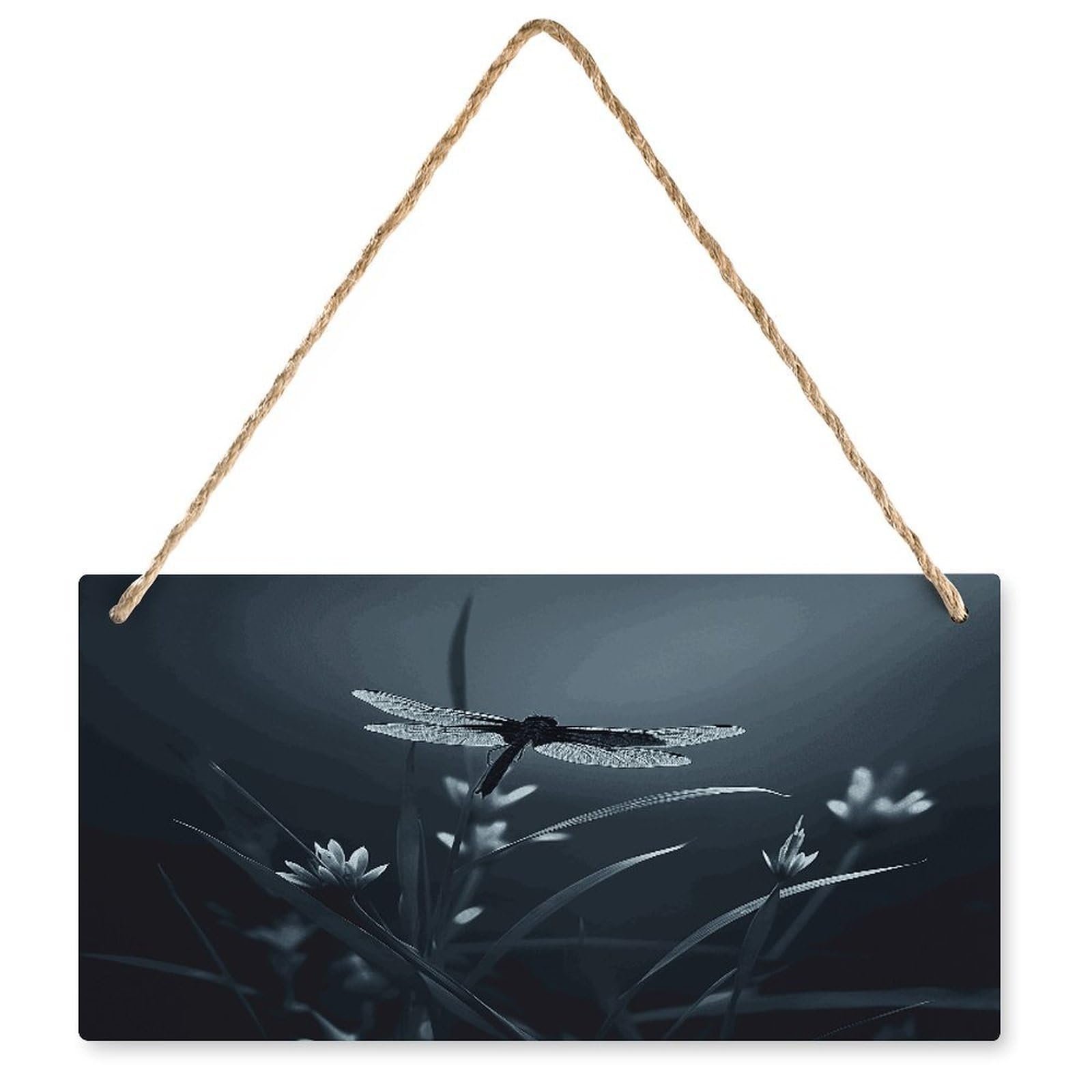 Fodpand Style Dragonfly Silhouette Wall Art Wooden Hanging Sign Decor, Artwork For Wall Decoration, Funny Plaque For Bedroom Kitchen Living Room Home Decoration 9.8 X 4.9 Inch