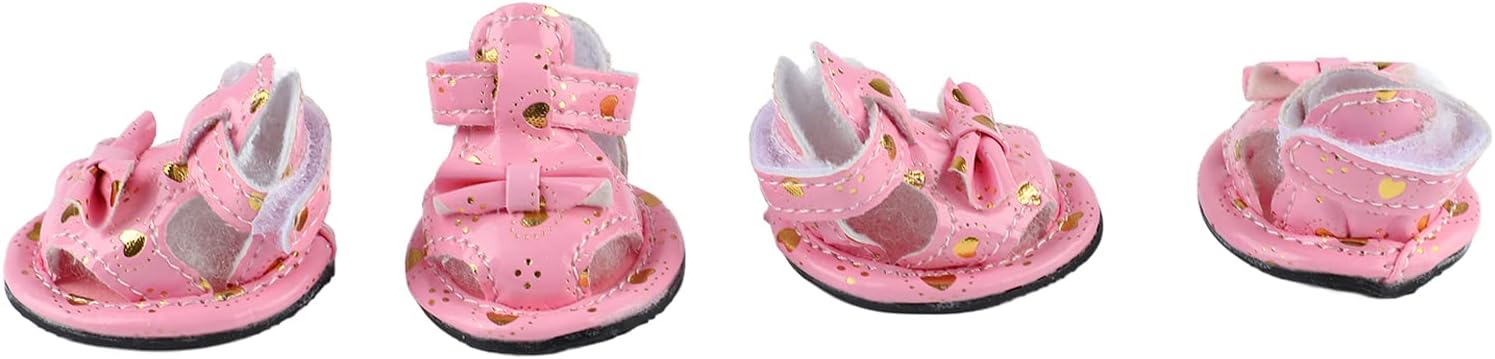 Dioche Nonslip Breathable Dog Sandals with Adjustable Bow Design | Summer Pet Shoes with Strap | Blue Type 3 (3#)