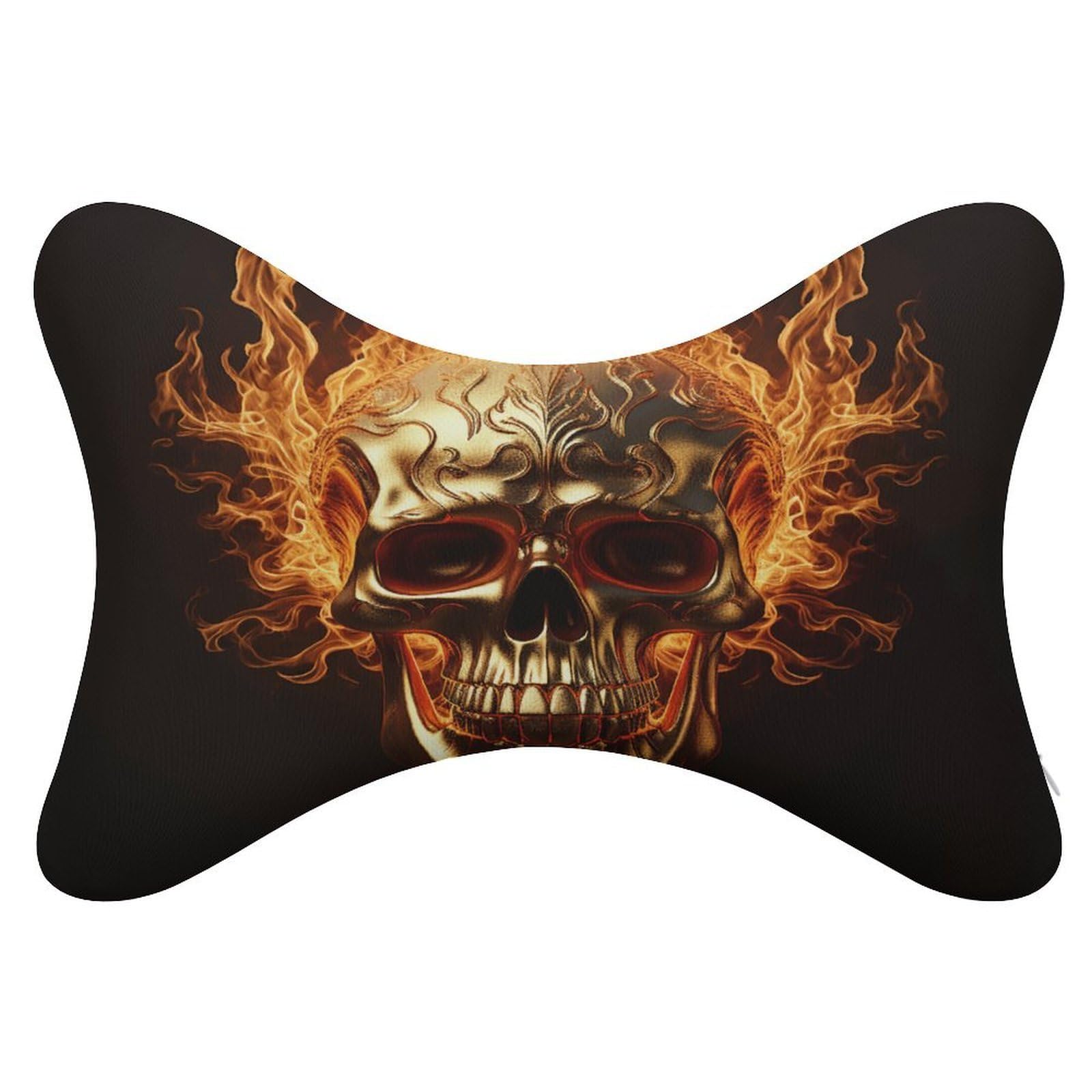 Adfgyerh Style Skull And Flames Pillow ，Memory Foam Pillow Core，Cushion,Provide Neck Support，Car Pillows For Travel Car Seats And Home Offices.