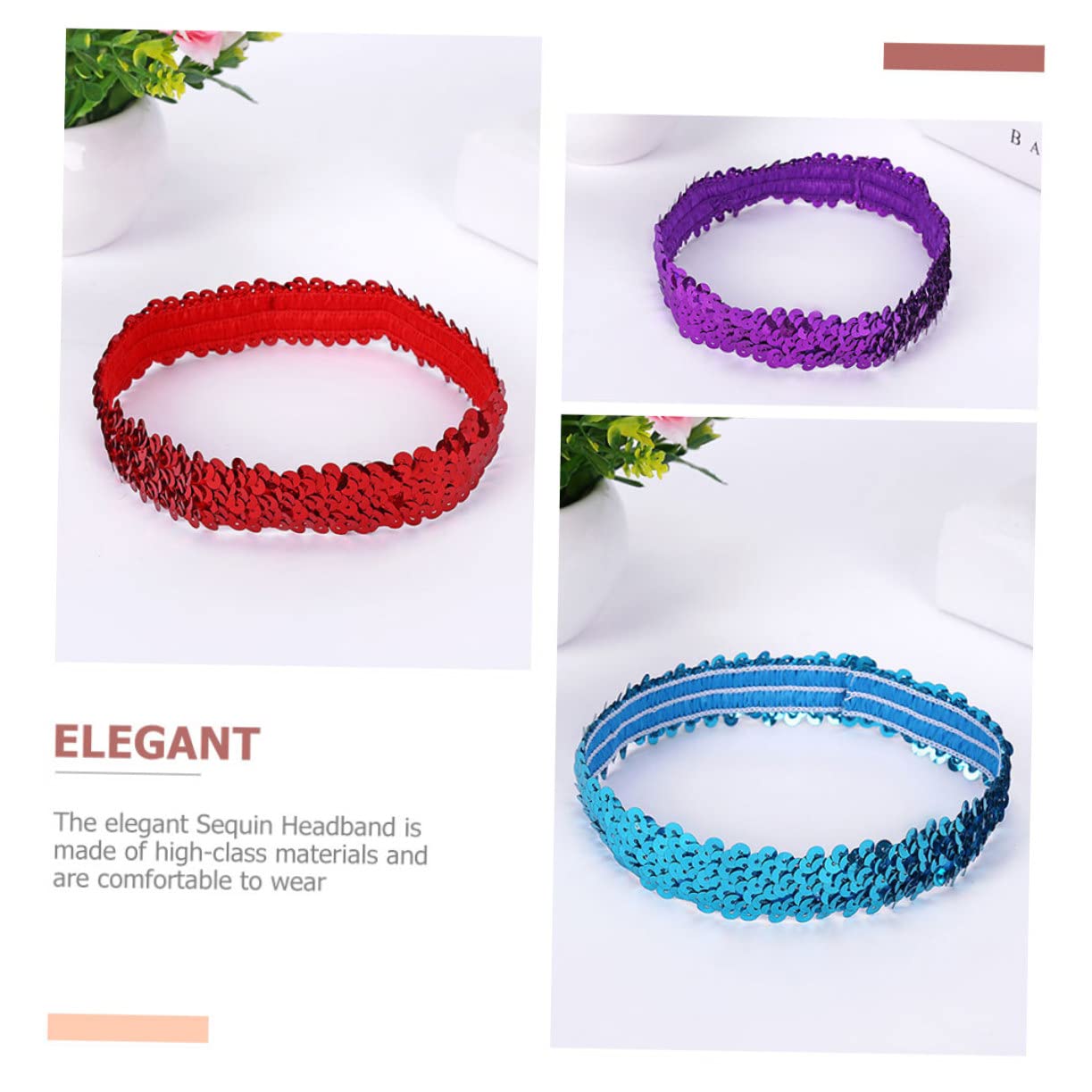 MAGICLULU 3 Set Di Fasce Per Con Paillettes Per Donne E Ragazze Eleganti Fasce Elastiche Con Paillettes Per Feste E Quotidiani 10 Pezzi * 3