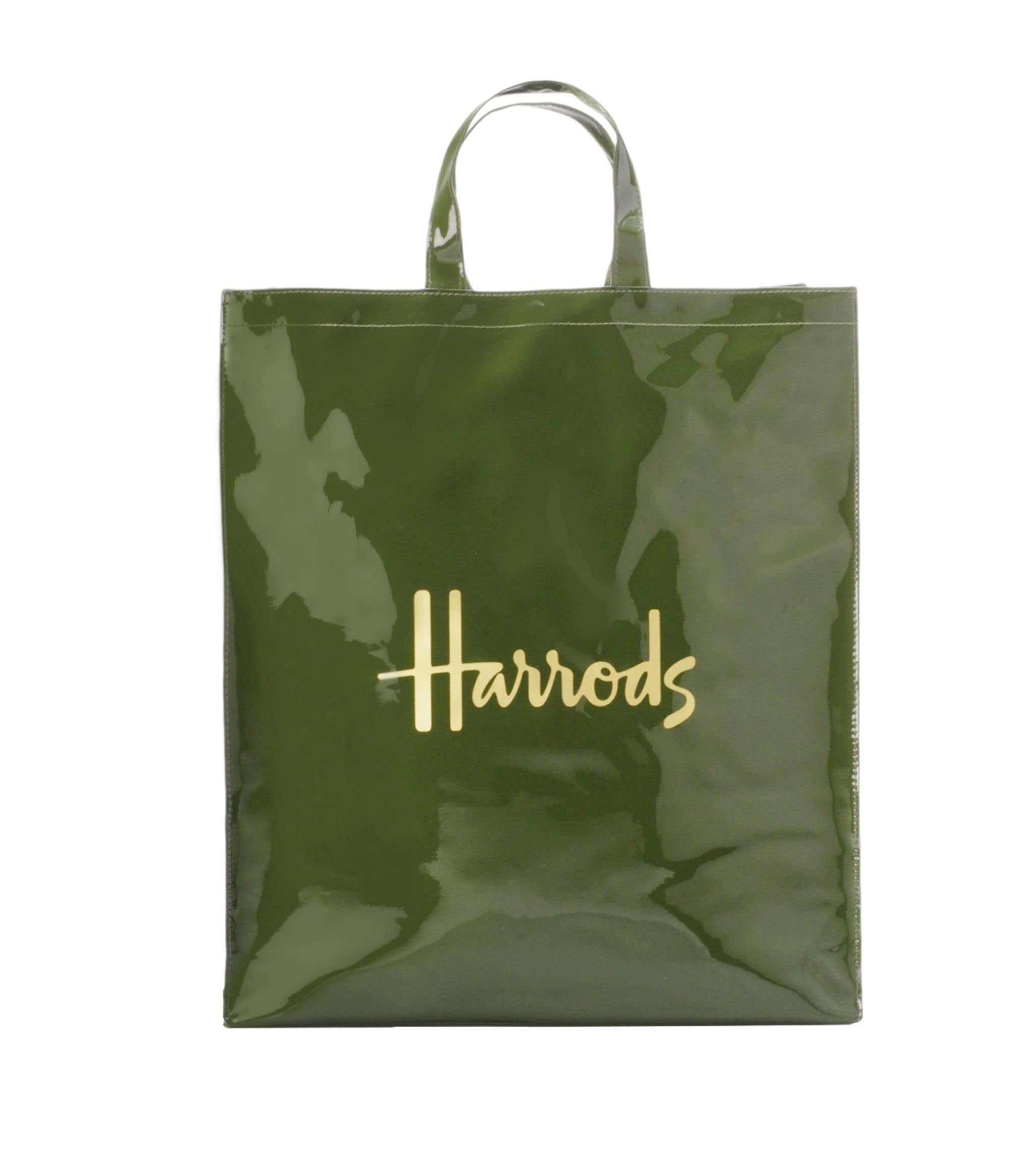 HARRODS Logo Premium Green Vinyl LARGE Shopper Bag