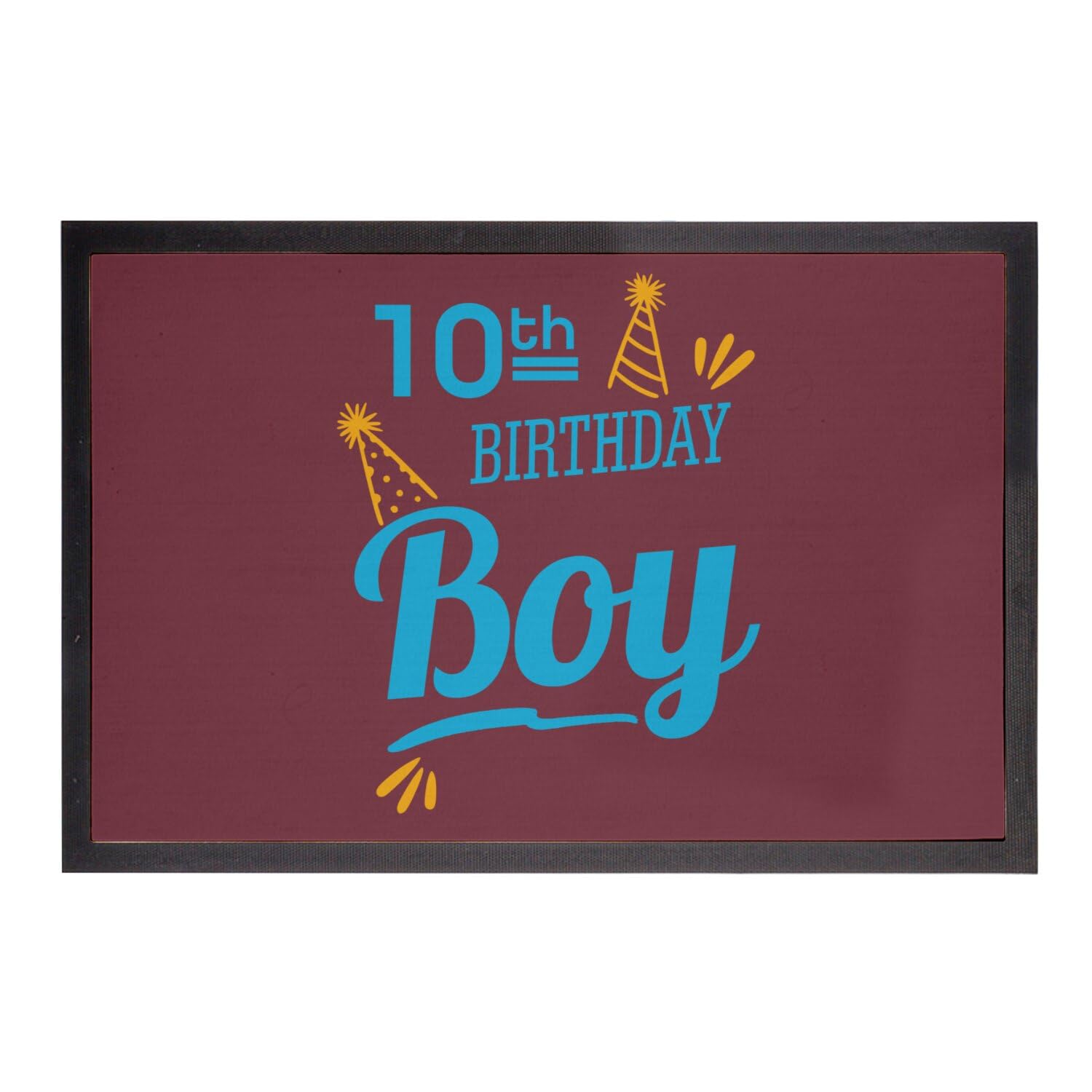 Paillasson rouge 75x50cm 10th Birthday Boy pour fête d'enfant