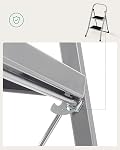 SONGMICS Step Ladder, 2-Step Ladder, Folding Ladder, Safety Lock, Space-Saving Storage, Holds up to 330 lb, Dove Gray UGSL012G01