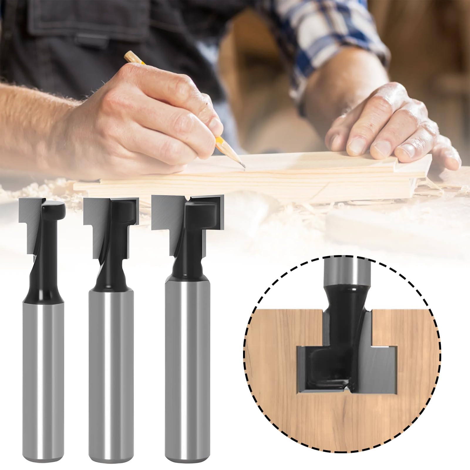3 Tailles De Type T Fraise Defonceuse 8mm,Rainure En Acier Au Carbone Allié Fraise Defonceuse,Travail Du Bois En T Fraises,Pour Fraise,Pour Fraise à Bois,Perceuse à Outils De Travail Du Bois
