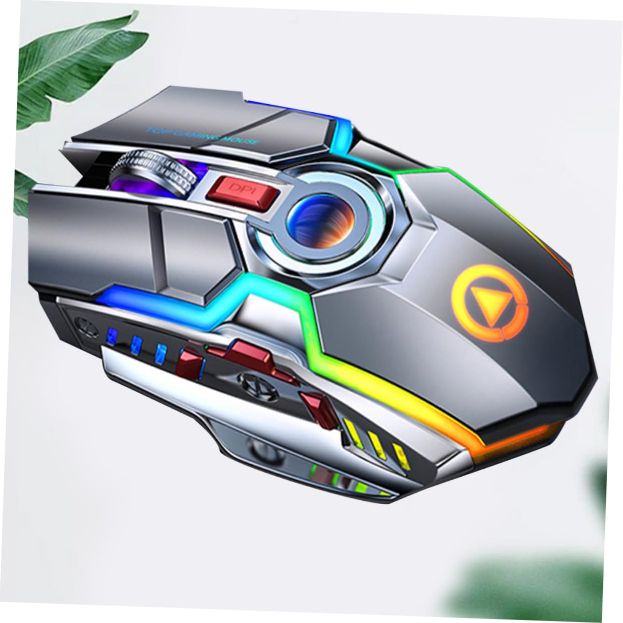 Operitacx Mouse Wireless Ricaricabile da Gioco Luce Rgb a 7 Colori, Batteria Alta Capacità e 7 Tasti, Ergonomico in Abs per Gaming Silenzioso e Professionale