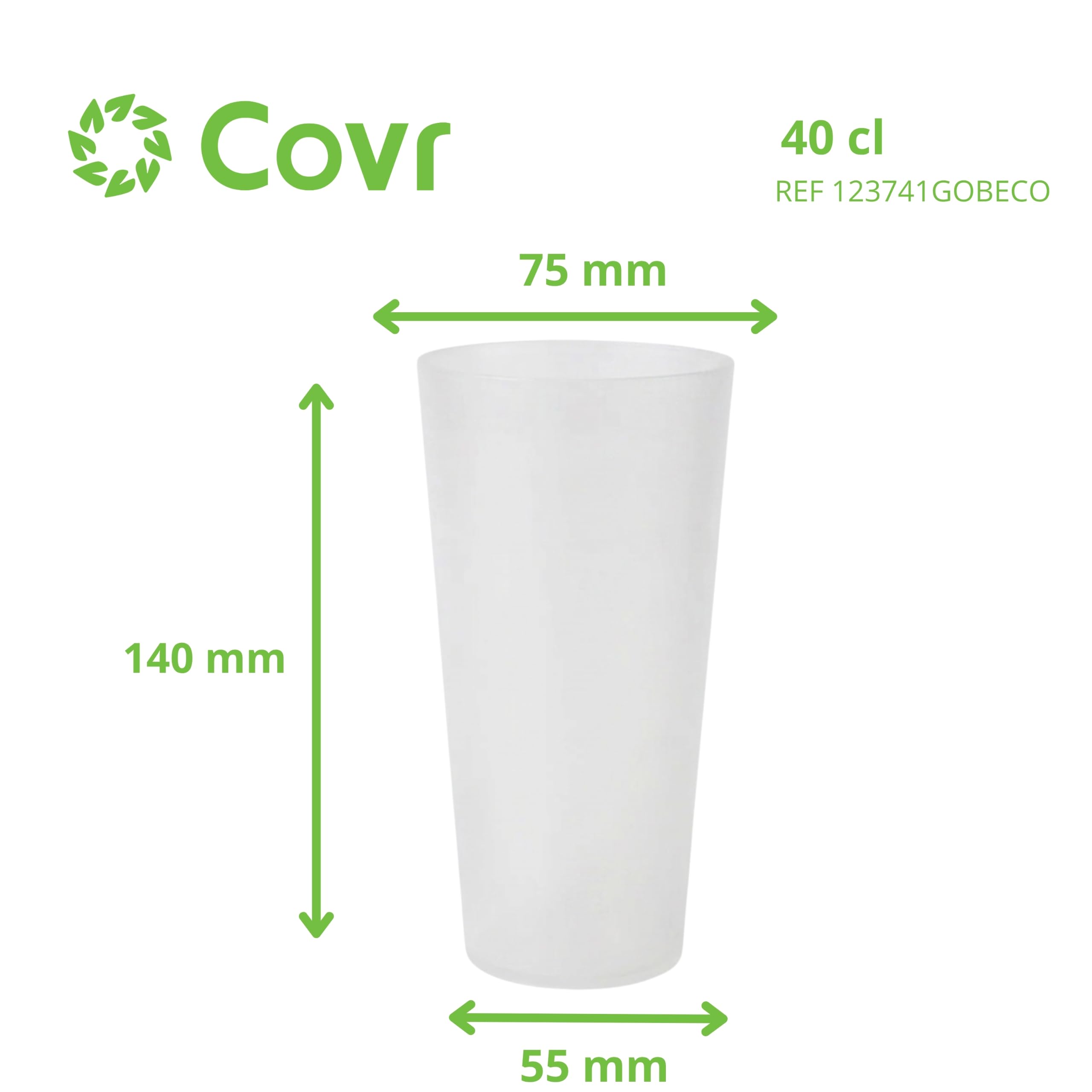 COVR Gobelets Réutilisables 33–40 cl, 12 oz – 374 Pièces