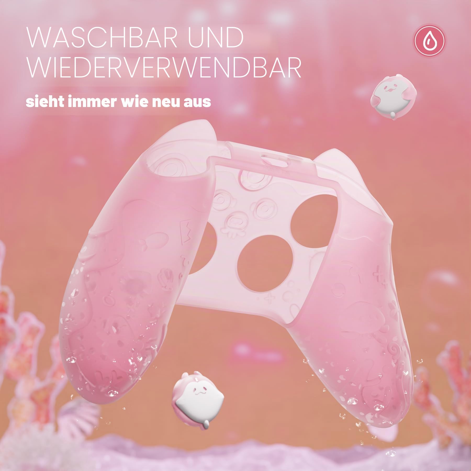 PlayVital Süße Schutzhülle für Xbox Series X/S Controller, Ocean Whisper Serie, Silikonhülle Cover für Xbox Series X/S Controller mit Joystick-Kappen&Schutzfolie, Rundumschutz (Pfirsichpink)