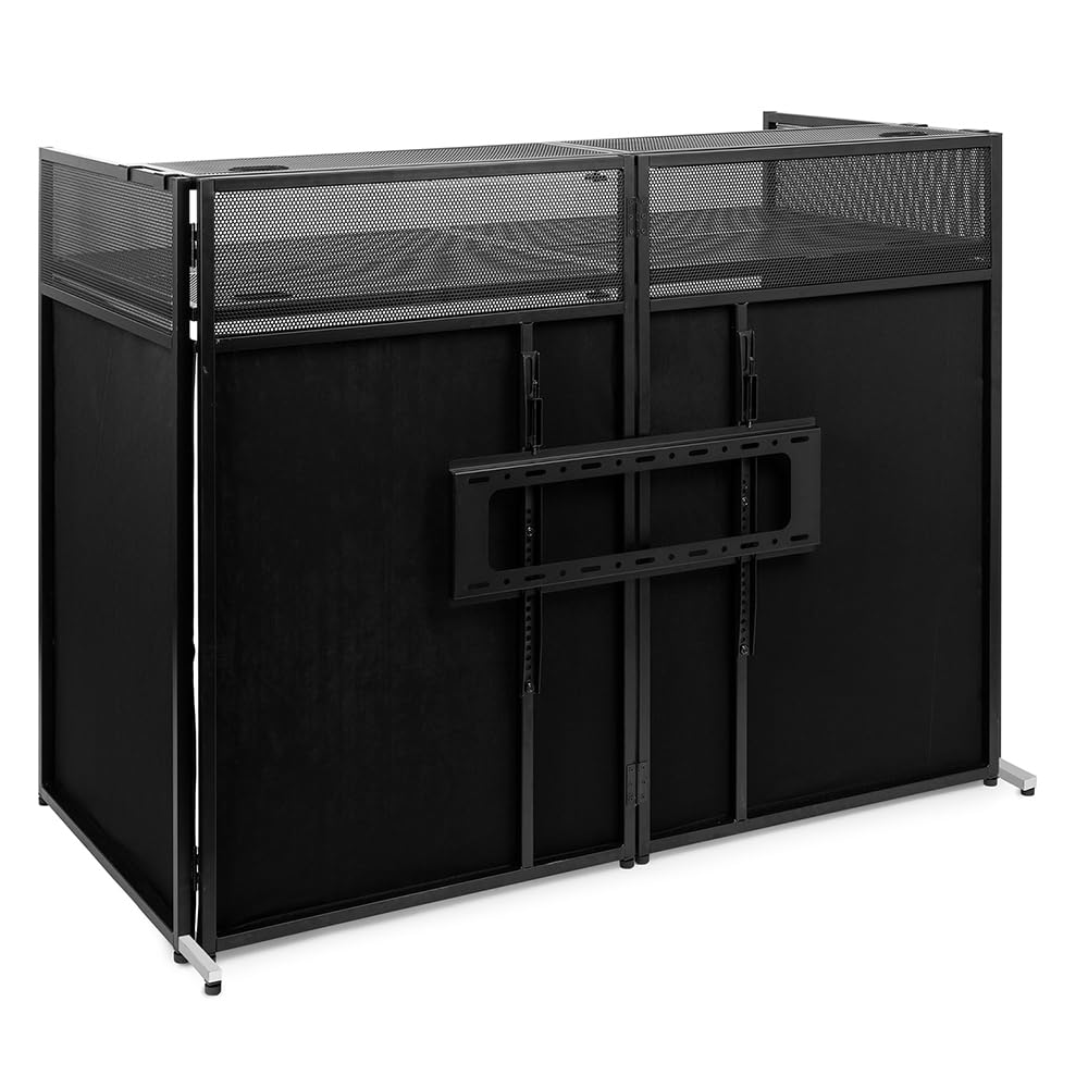 VONYX DB6 Pro Cabina DJ con Supporto TV 25 kg Schermo 65" Lycra Bianco Nero Borsa Trasporto