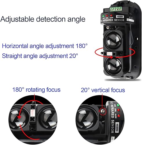 Miniatura 5 de Alarma de sirena industrial con sensor infrarrojo de haz invisible impermeable de 328.1 ft, 120 dB, volumen de tono ajustable, kit de alarma de
