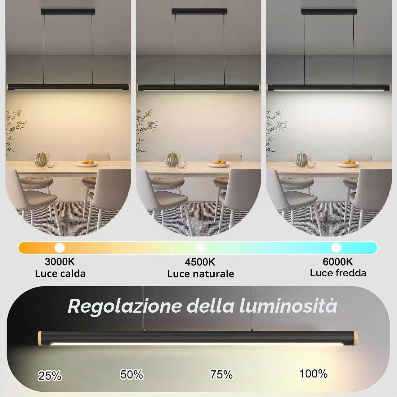 FANLG Lampada a Sospensione Moderna Dimmerabile, 80CM lampada da tavolo nero con telecomando Lampadario cucina Lampadario a sospensione Lineare Regolabile in altezza per sala da pranzo Cucina Ufficio