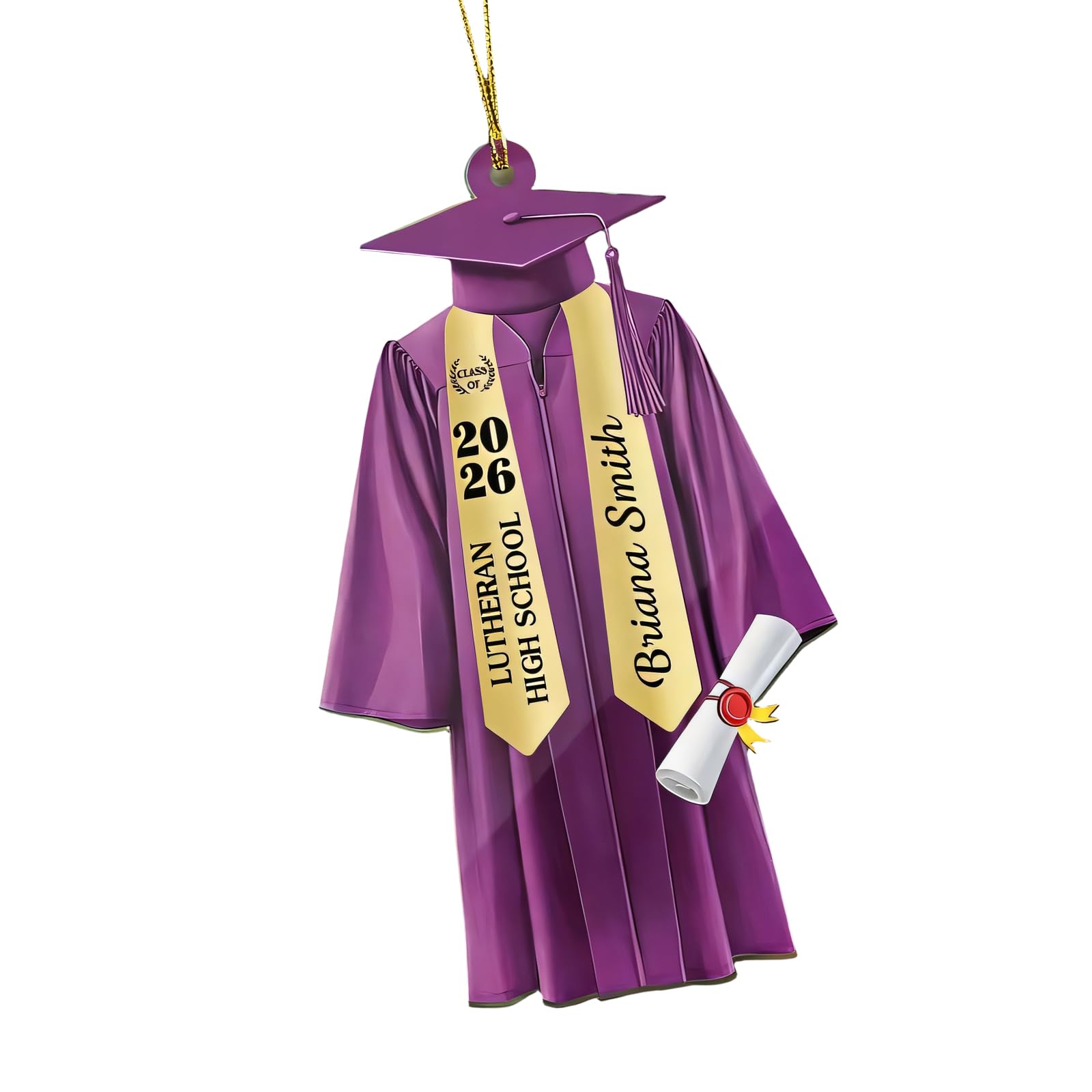 Class of 2026 2D Flat Acrylic Graduation Gown Charm for Backpacks Car Hanging Ornament Acrylic Car Rearview Glass Decoration Bag Cahrm Graduation Jewelry