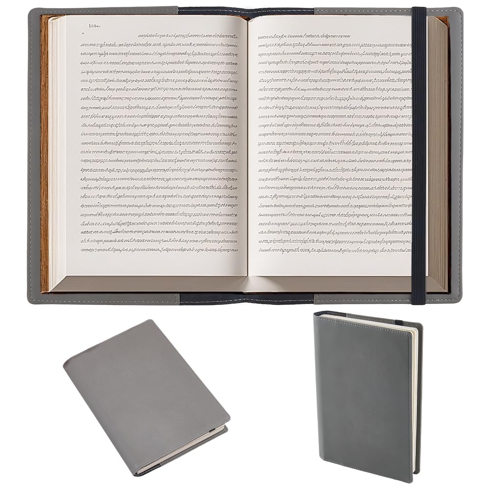 CRASPIRE A5 Leather Book Sleeve with Card Slots Waterproof Notebook Cover Tan PU Envelope Folder Business Briefcase Reusable Leather Portfolio Organizer for Book Lover Classmate Gifts