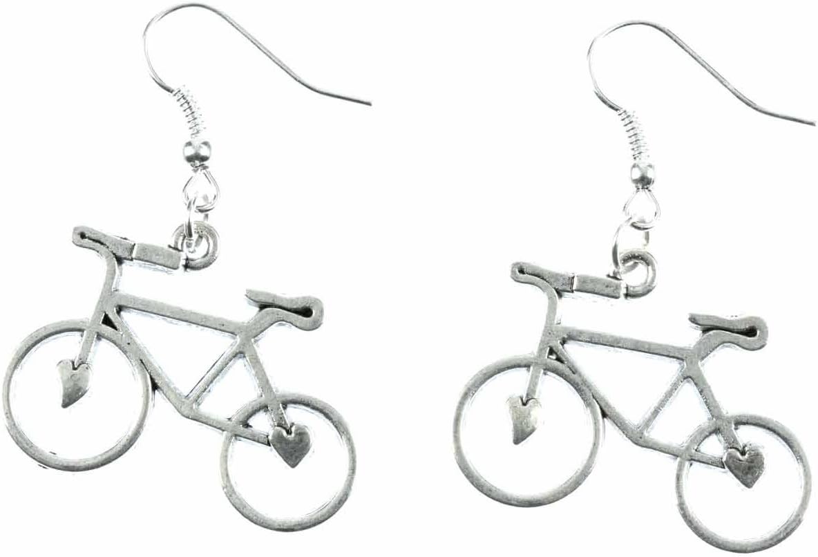 Bicycle Bike Earrings Miniblings Cycling Silver Heart
