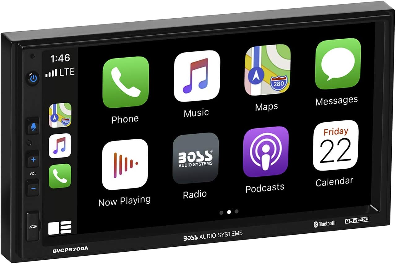 BVCP9700A Car Stereo - Apple CarPlay, Android Auto, Double Din, 7 Inch Touchscreen, Bluetooth, No CD DVD Player, AM/FM Radio Receiver
