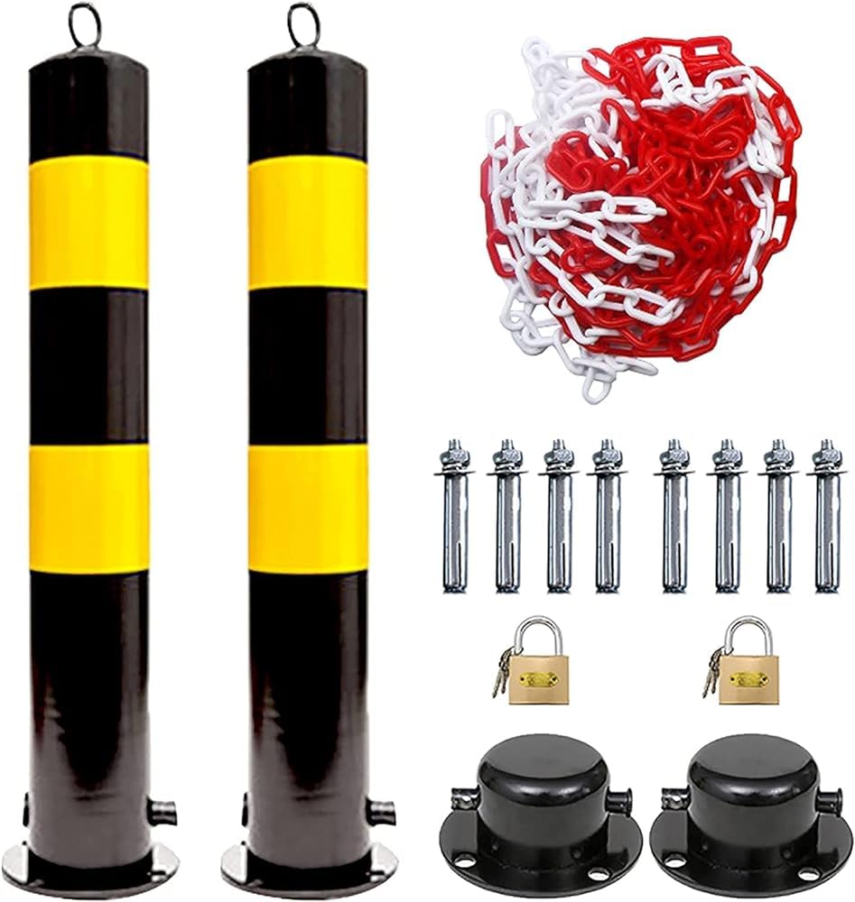 Barrière de sécurité allée 114mm avec chaîne 5m et cadenas amovible