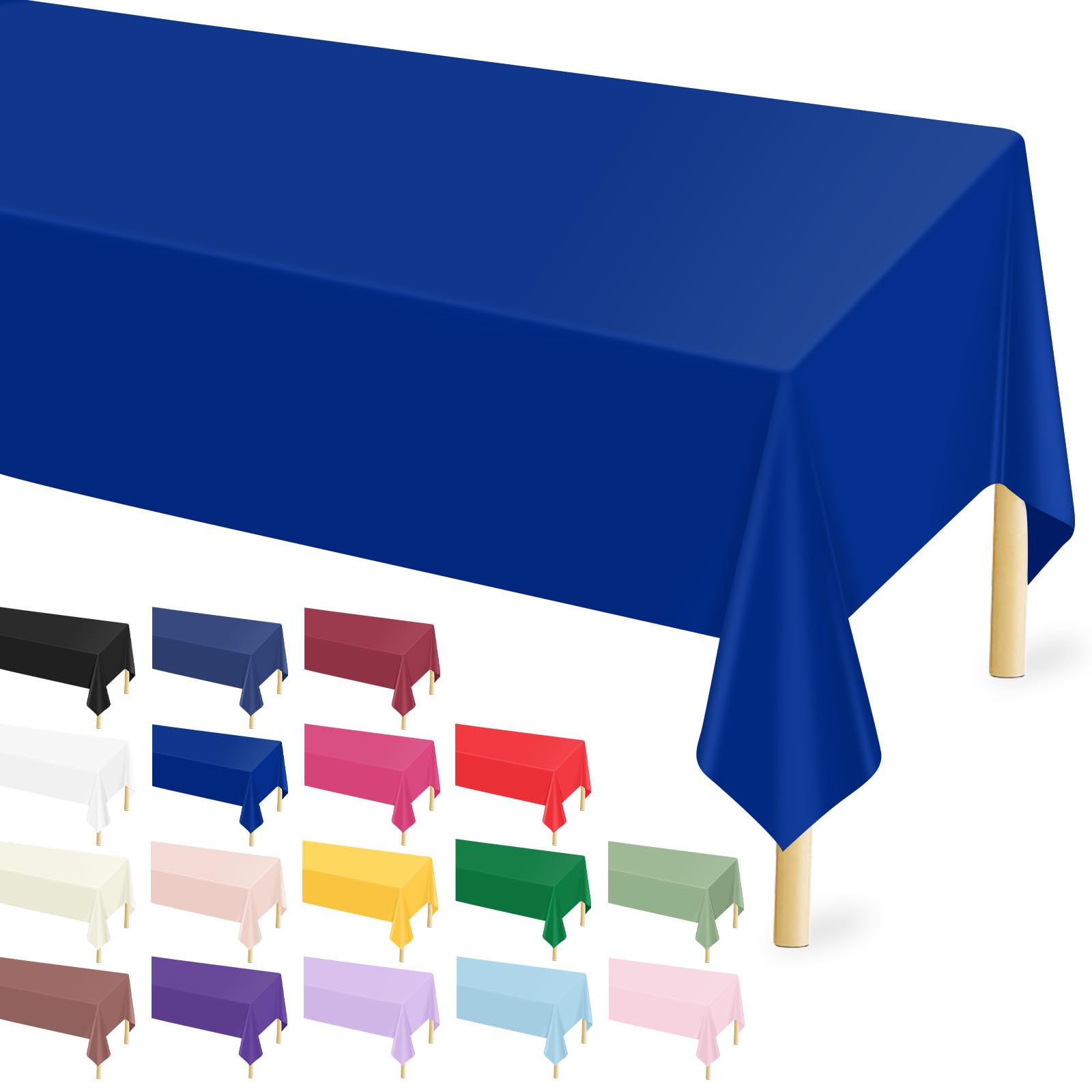 Mulbozy 12 Pcs Royal Blue Plastic Tablecloth for Rectangle Table, 54 × 108 inches Disposable Royal Blue Party Table Covers for Birthday, Anniversary,