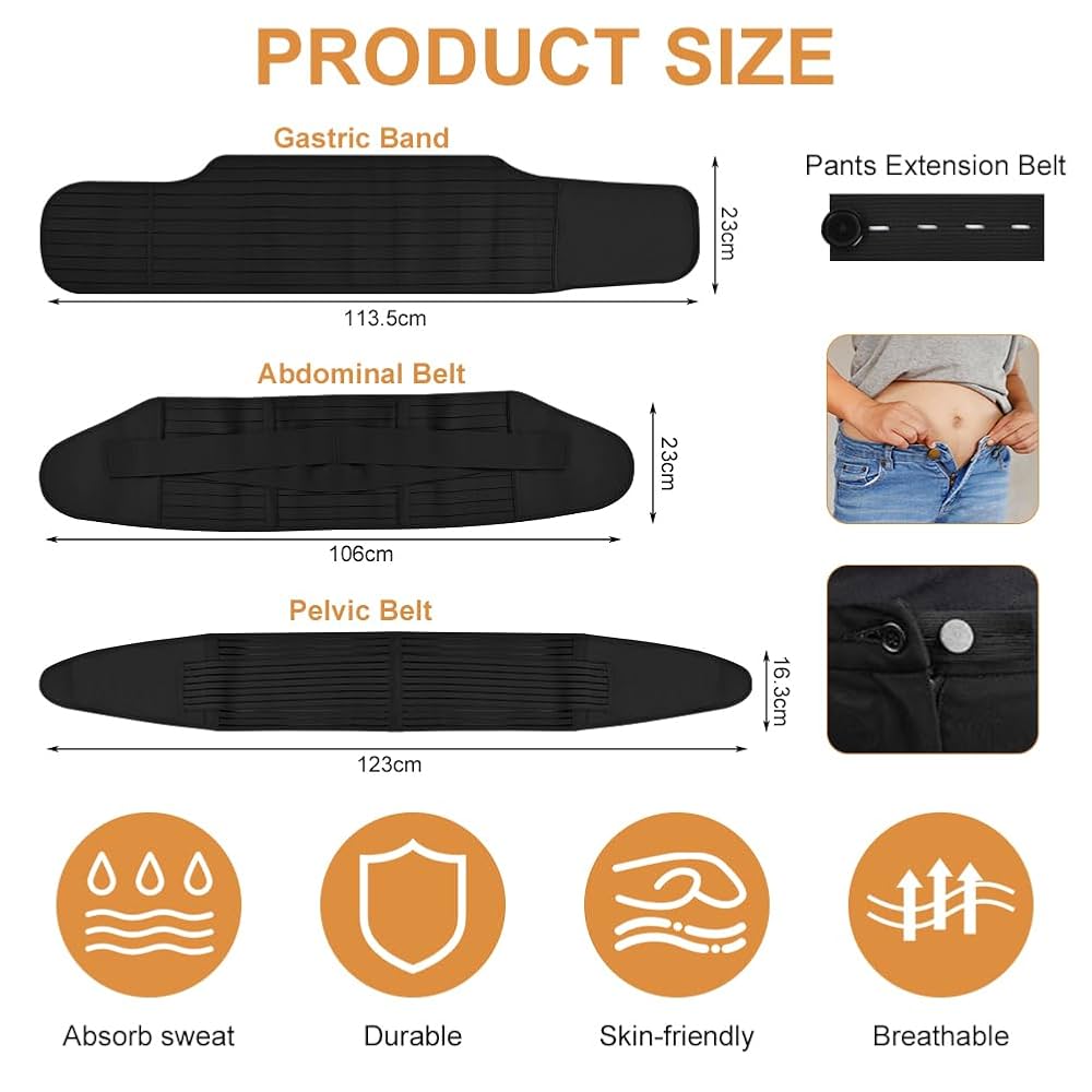 Cintura Post Parto 3 In 1 Regolabile - Supporto Addominale E Pelvico Per Donne, Taglia M Nero