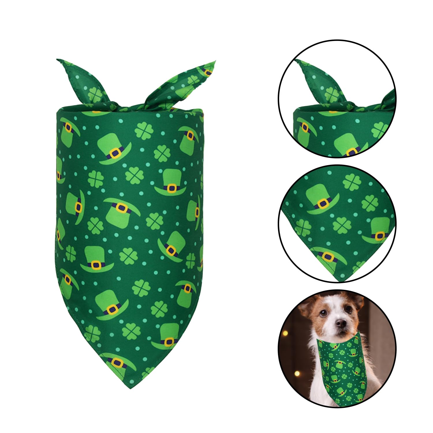 MEISH 3 Pieces St. Patrick's Day Dog Bandana Cute Green Irish Pet Clover Clothes St. Patrick's Day Dog Cat Bibs Pet Shamrock Scarf for Dogs Cats - Image 2