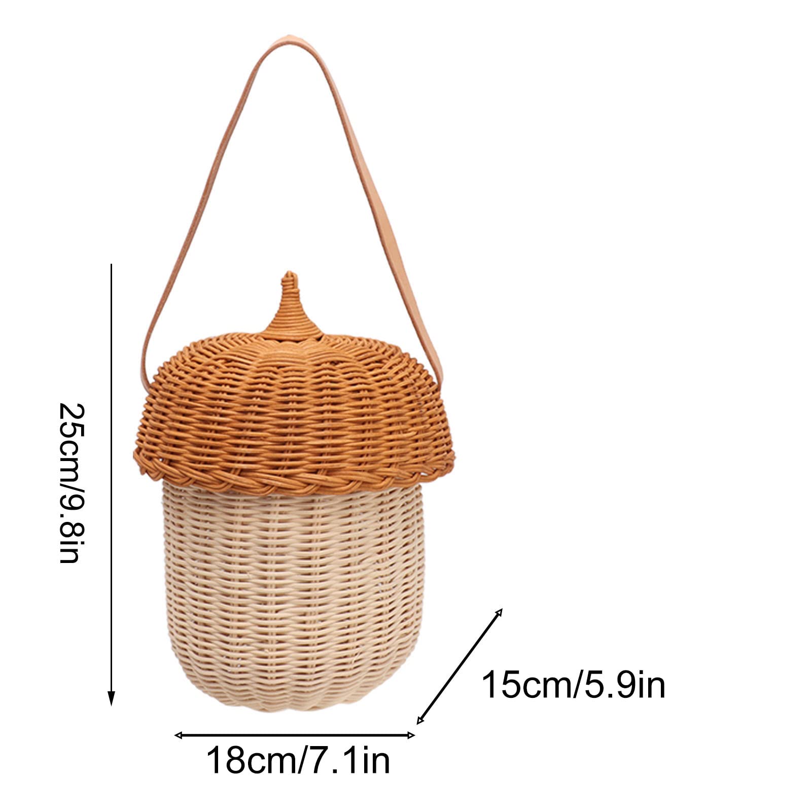 Tissting Panier En Rotin Tissé Main 25 x 18 x 15 cm/9.8 x 7.1 x 5.9 Pouces Rangement Décoratif - Panier En Rotin Forme Gland Pour Enfants Décoration Murale Accessoire Photographie Plage Été