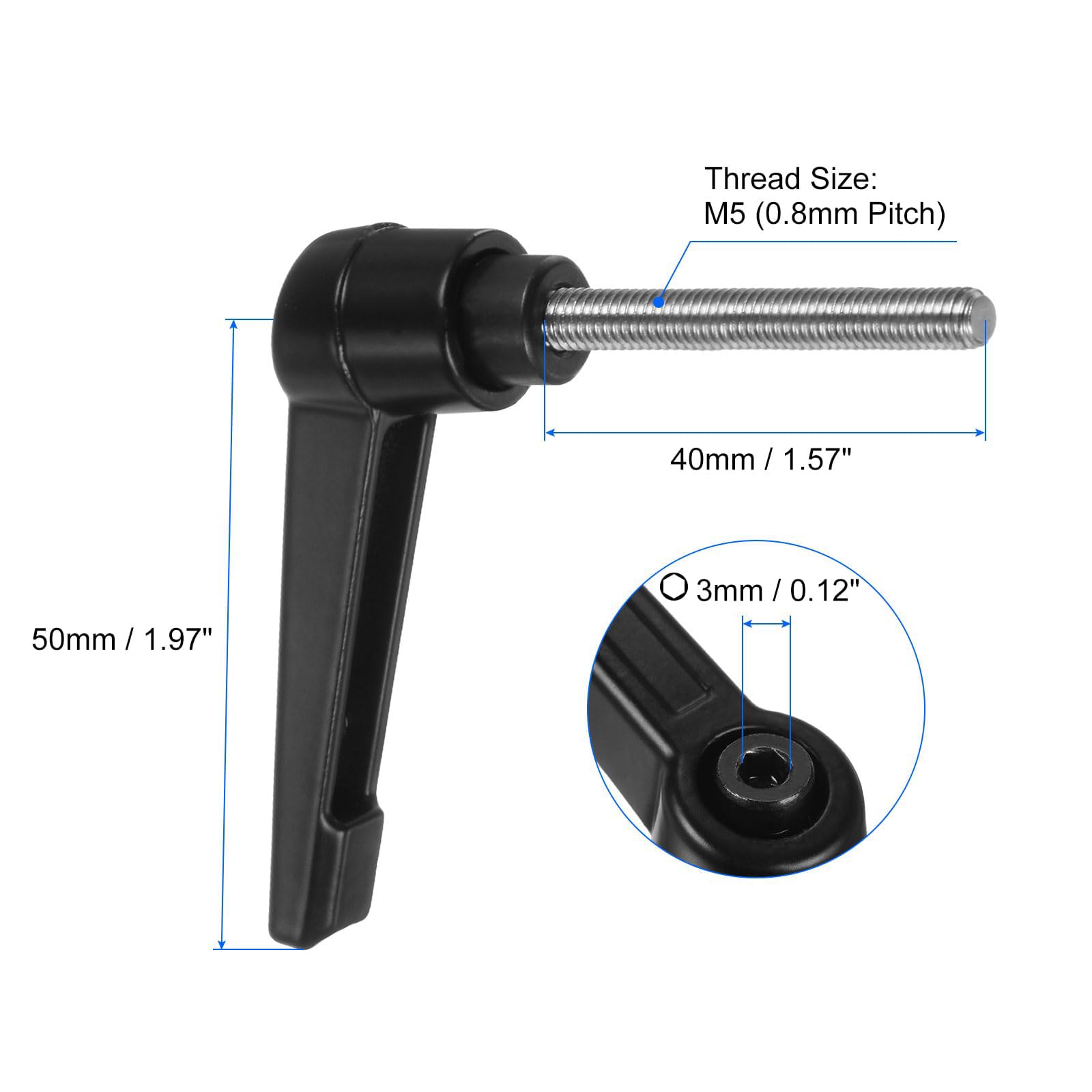 TA-VIGOR 2Pcs Adjustable Clamping Lever Handles, M5 x 40mm Locking Quick Release Push Button Ratchet Screw Knobs - Image 2