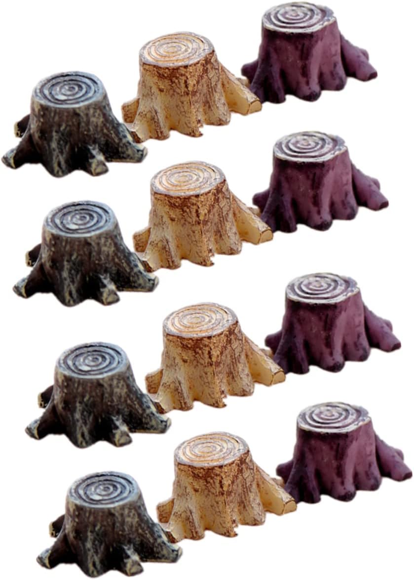 Abaodam 12pcs Small Stump Stool Miniture House Furniture Doll House Furniture Miniature Root Stump Rustic Furniture Retro Furniture Mini Landscape Statue Moss Resin Cartoon