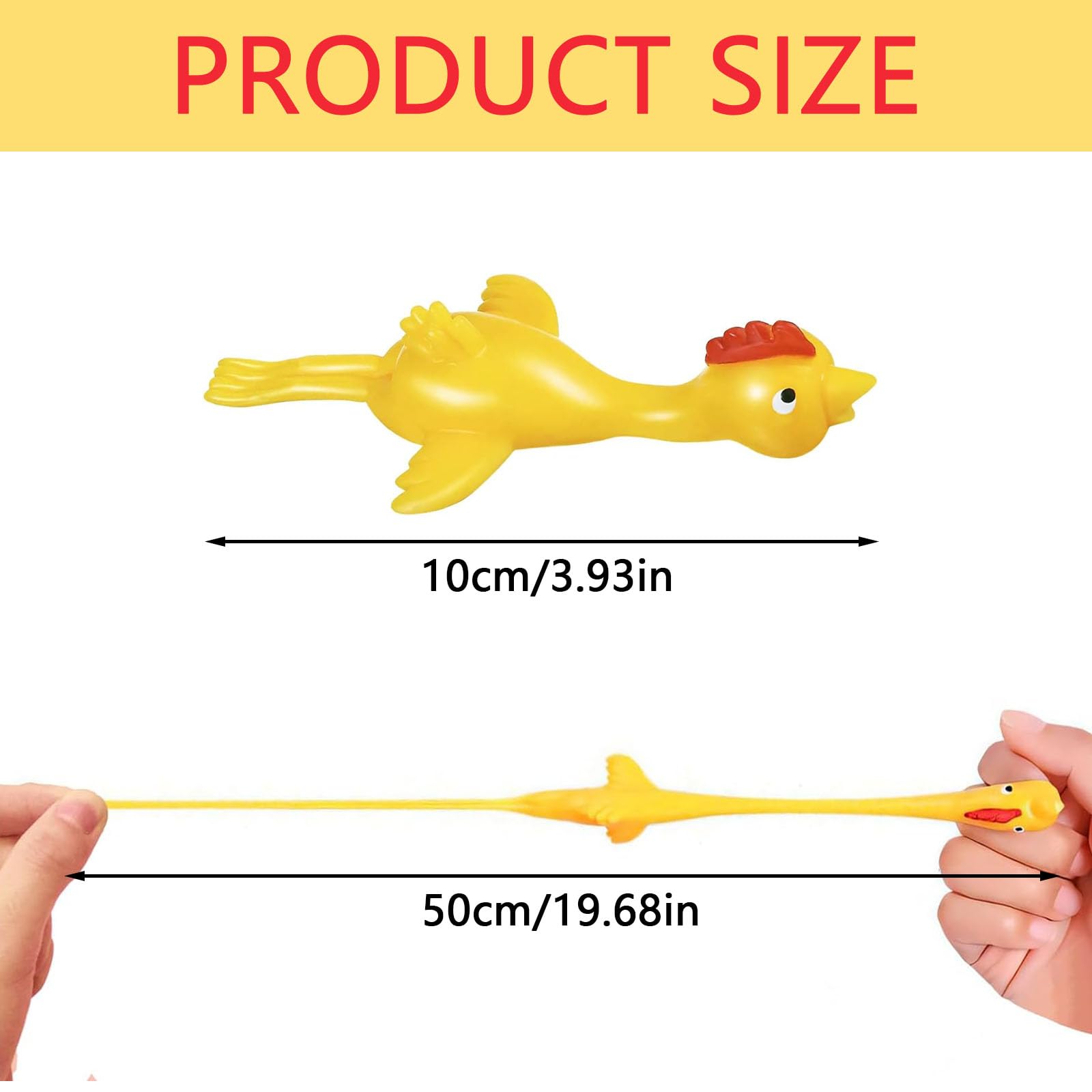 QHLWTT 20Pcs Funny Rubber Chickens Flying Cute Smile Rubber Chicken Easter Chicks Sticky Stretchy Slingshot Finger Toys for Party Favors Gift (Yellow) - Image 2