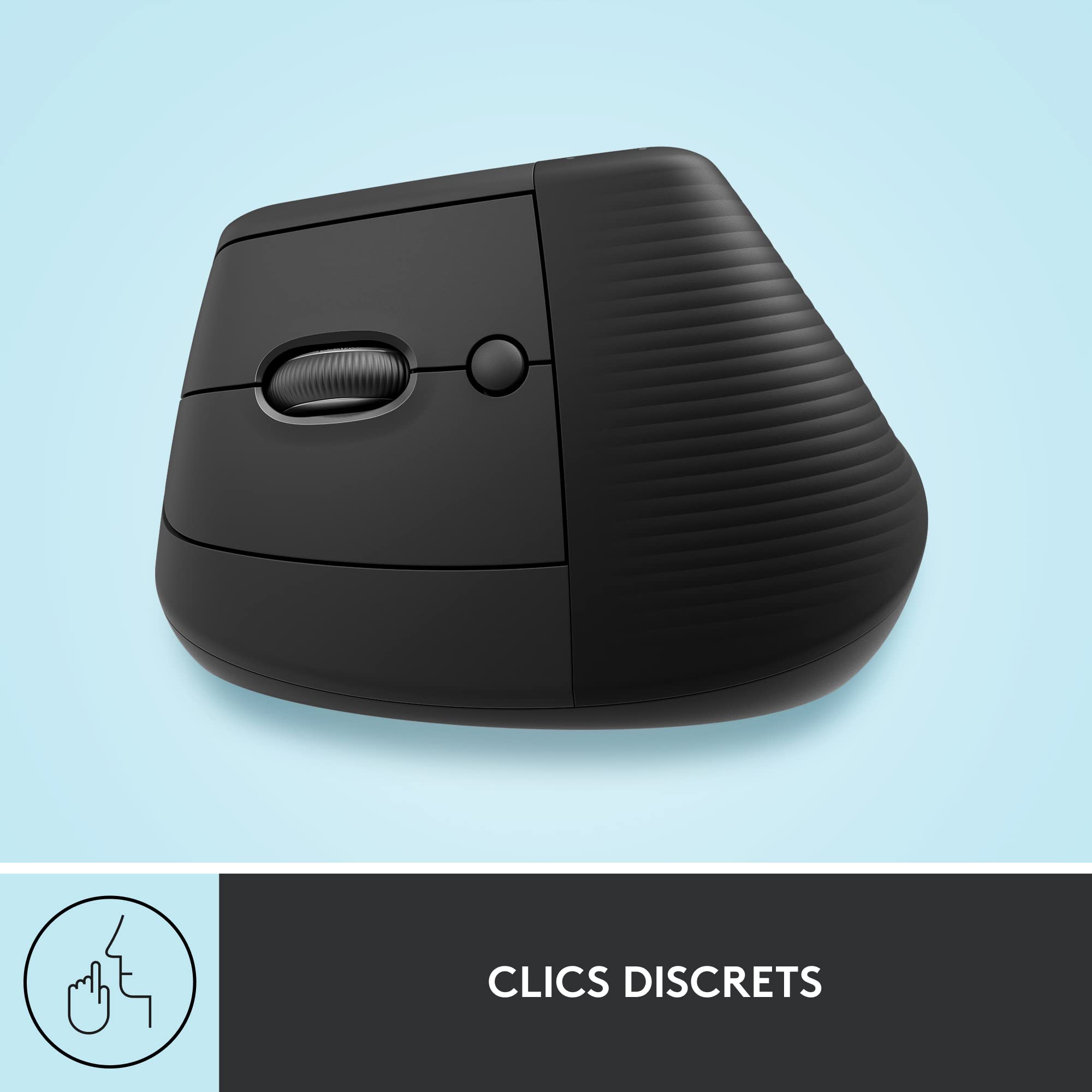 Logitech Lift Left Souris Ergonomique Verticale, sans Fil, Bluetooth ou récepteur USB Logi Bolt, Silencieuse, 4 Boutons, Compatible avec Windows/macOS/iPadOS, Ordinateur Portable, PC - Graphite