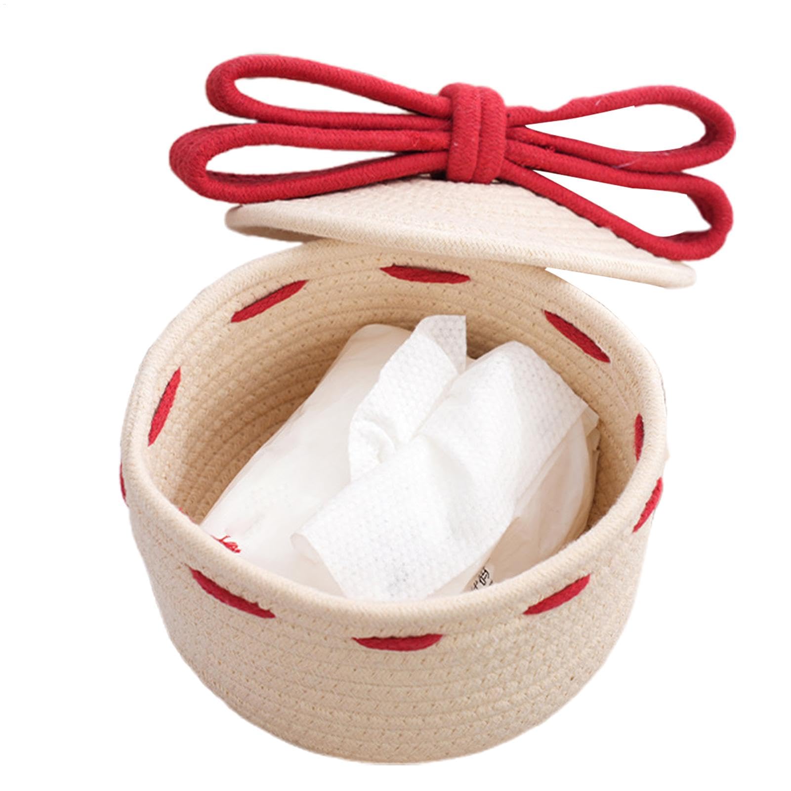 Cesta de almacenamiento de cuerda contra el desorden navideño contenedores con tapa limpios