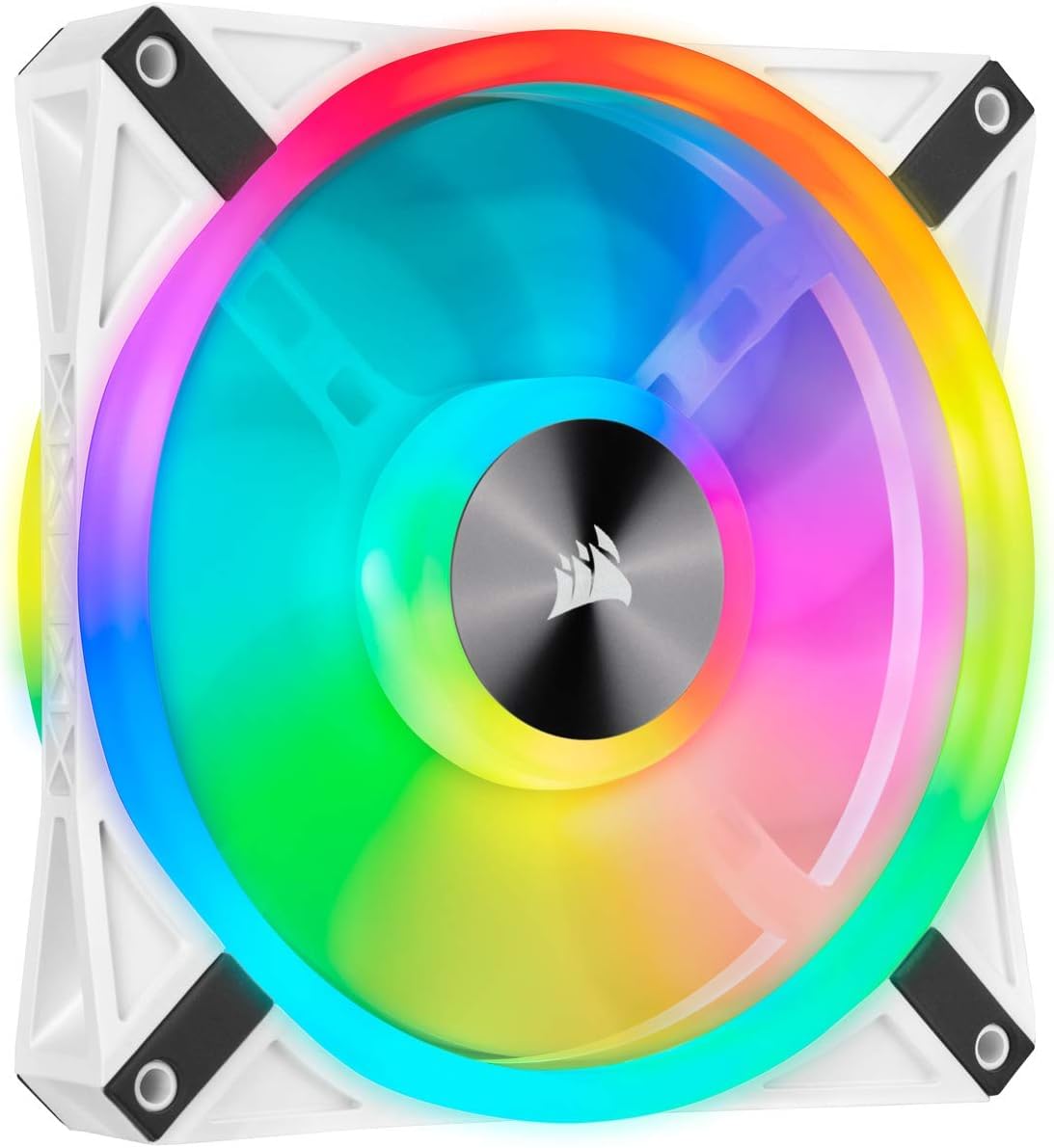 Corsair iCUE QL140 RGB, 140-mm-RGB-LED-PWM-Ventilador (34 LED RGB Controlables Individualmente, Velocidades de Hasta 1250 rpm, Silencioso) Paquete Individual - Blanco