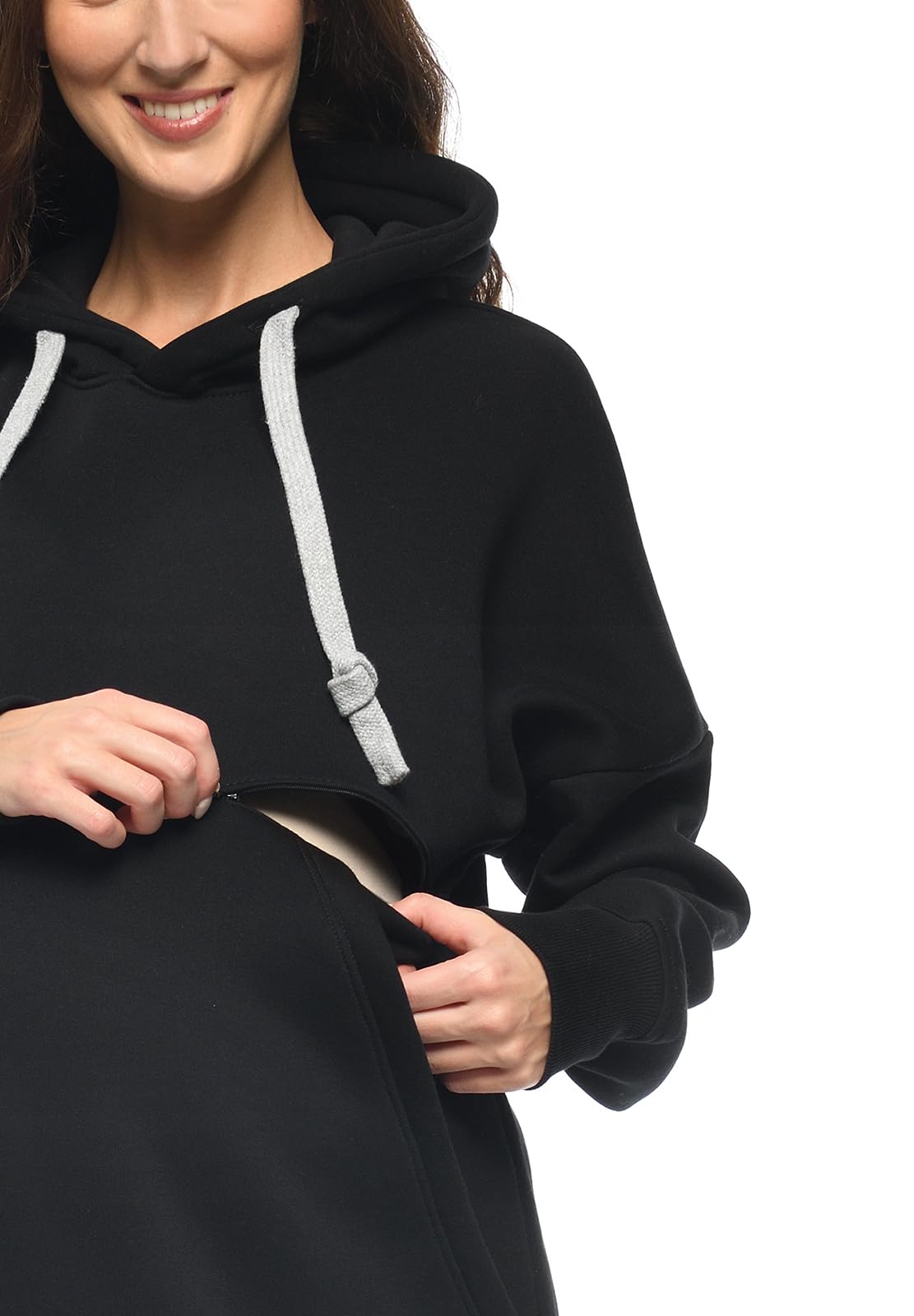 MijaCulture Jersey de maternidad 2 en 1 para lactancia y maternidad, Megan M021 (L/XL, negro)