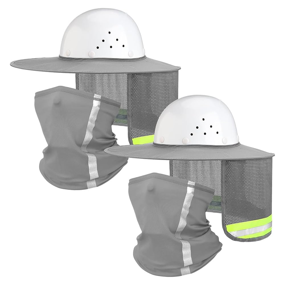 Jnchdghwa Men's Gray Safety Helmet Sunshade Hard Hat Sun Shade Safety Helmet Accessories With Reflective Straps For Construction Helmets