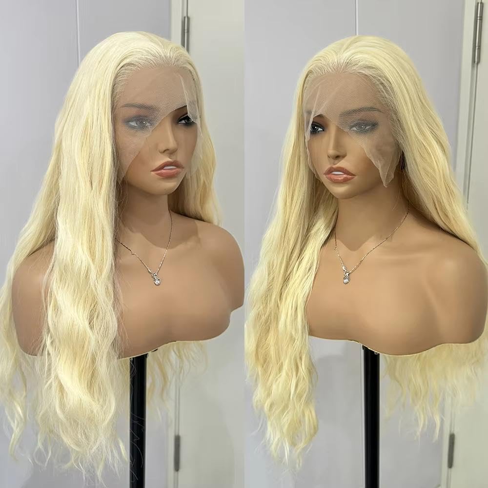 Haarpflege Blonde Natürliche Gewellte Lace-Front-Perücken Für Frauen Hellblonde Farbige Perücke