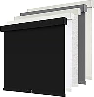 SUNOFF Cordless 100% Blackout Roller Shades Free-Stop Pull Down with Valance, Thermal Insulated 34"W x 72"H Black for Home Office Windows