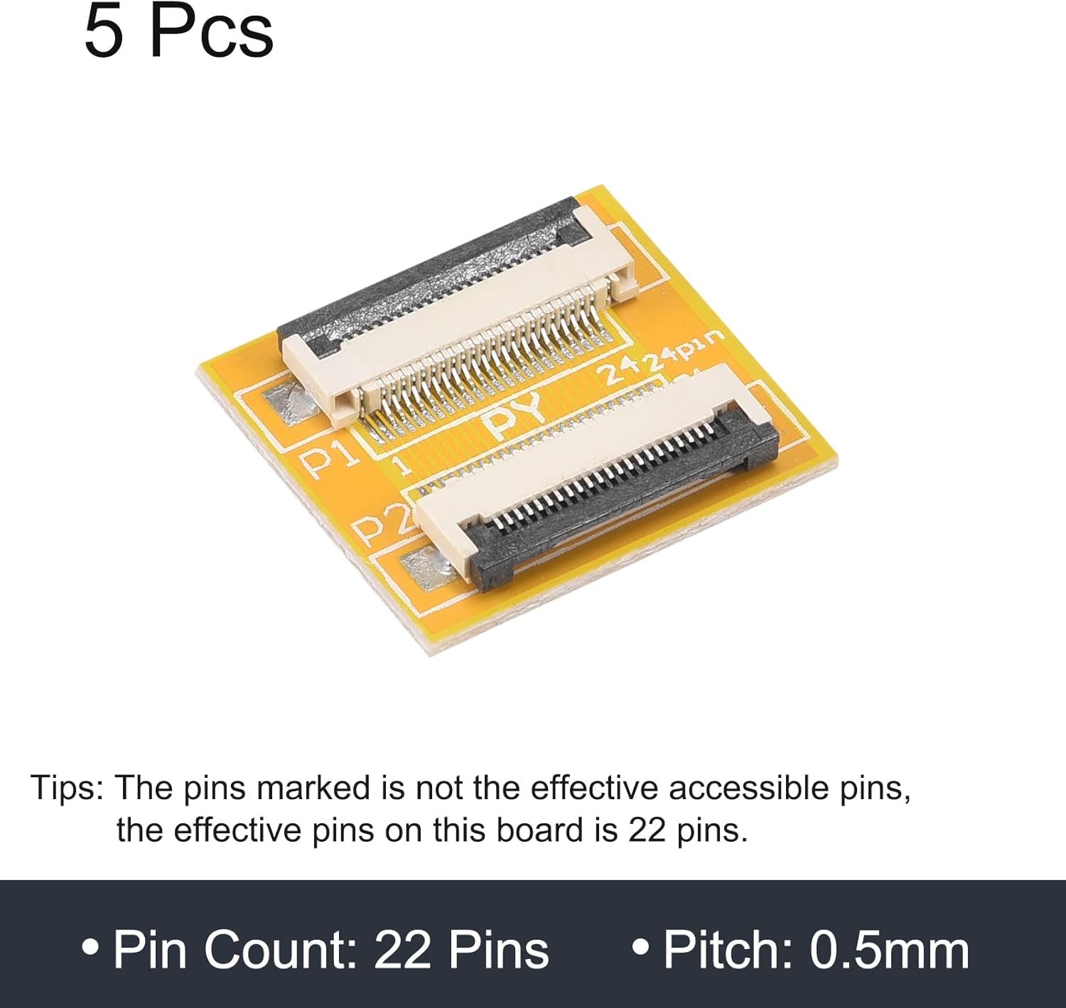 MECCANIXITY FFC FPC Extension Board PCB Extend Zip HDD Connector 22 Pin 0.5mm Pitch Single Side for LCD 3D Printer Camera DVD TV Laptop Pack of 5