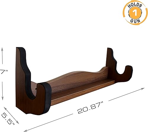 Miniatura 6 de Rush Creek Creations Estante de exhibición de almacenamiento de pistola individual para montaje en pared para rifles y escopetas, estante de