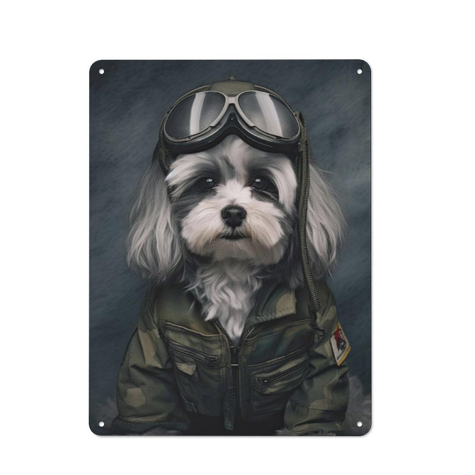 Junmoney Havanese Soldier Metal Plaque 40X30cm With For Garage Wall, Retro Decor, For Themed Interiors In Garages And Workshops