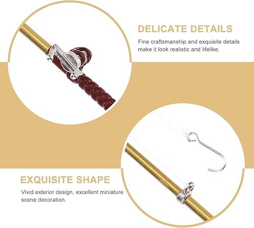 Miniatura 8 de Caña de pescar en miniatura para casa de muñecas, caña de pescar en miniatura, caña de pescar para decoración de casa de muñecas