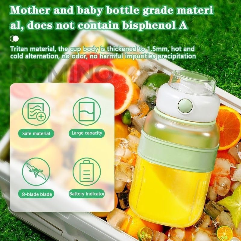 Image of HIC Kitchen Portable Blender for Smoothies & Juices 600ML USB Rechargeable Juicer Mixer Grinder with 6 Stainless Steel Blades, Personal Smoothie Maker Bottle for Gym Travel Office Home