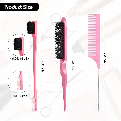 Miniatura 2 de Juego de 1505 cepillos y peines para el cabello, peine de cola, cepillo de borde de peine, 1500 piezas de mini bandas de goma elásticas para el