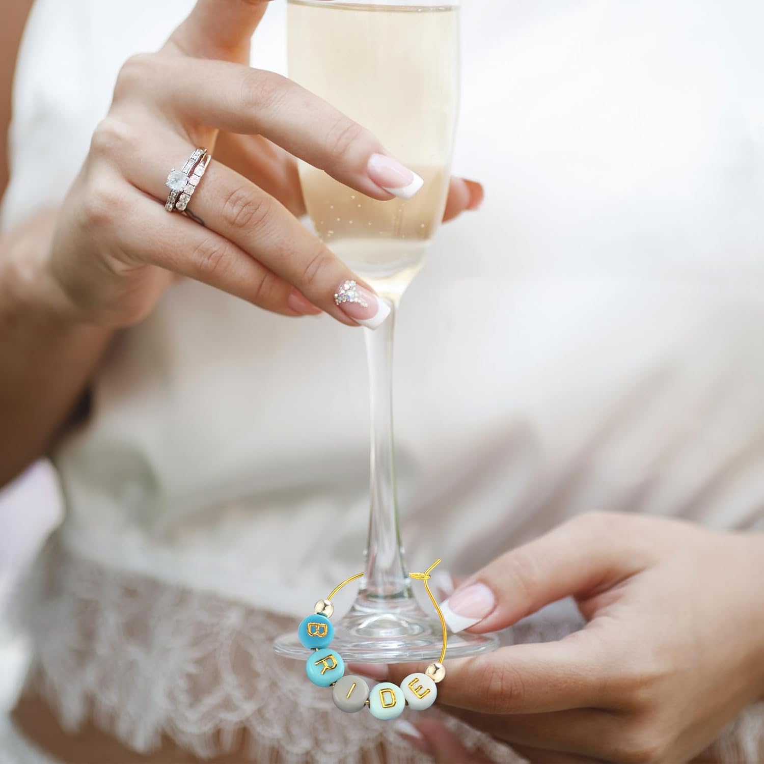Outus 50 Set Personalized DIY Wine Charms Kit Glass Charms Rings