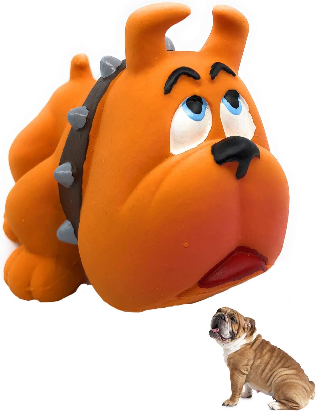 Bulldog - Squeaky Dog Toy - Soft, Natural Rubber (Latex) - for Puppies, Small Dogs & Medium Dogs - Indoor Play - Complies with Same…