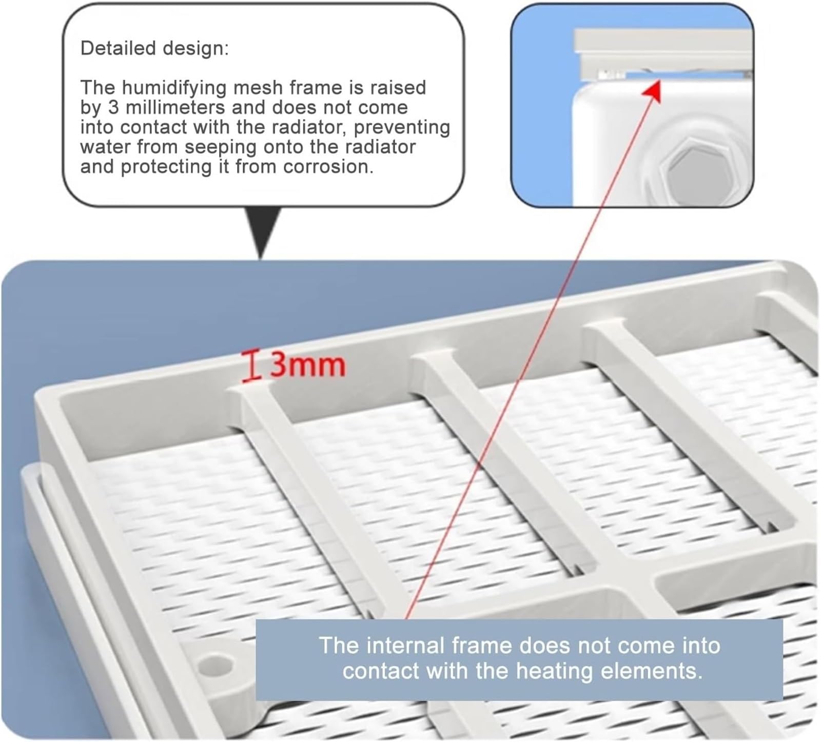 Serbatoio umidificatore per termosifone, grande capacità, design con asta retrattile per asciugare i vestiti per camere da letto, 39,9 cm