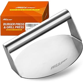 Blackstone Smash & Sear Press – Smash Burger Tool for Griddle, Grill, Hamburger, Meat, Panini, Bacon, Sandwich, Steak – Metal Stainless Steel Food Press & Patty Maker – Meat & Veggie Burger Smasher