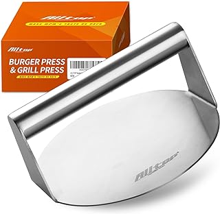 Smash Burger Press,Stainless Steel Non-Stick Smasher Hamburger Press -Patty Maker for Flat Top Griddle,Grill,BBQ - Round Kitchen Tool (5.5 Inch)