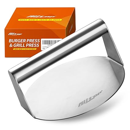 ALLTOP Smash Burger Press,Stainless Steel Non-Stick Hamburger Patty Maker for Flat Top Griddle,Grill,BBQ,Kitchen - 5.5