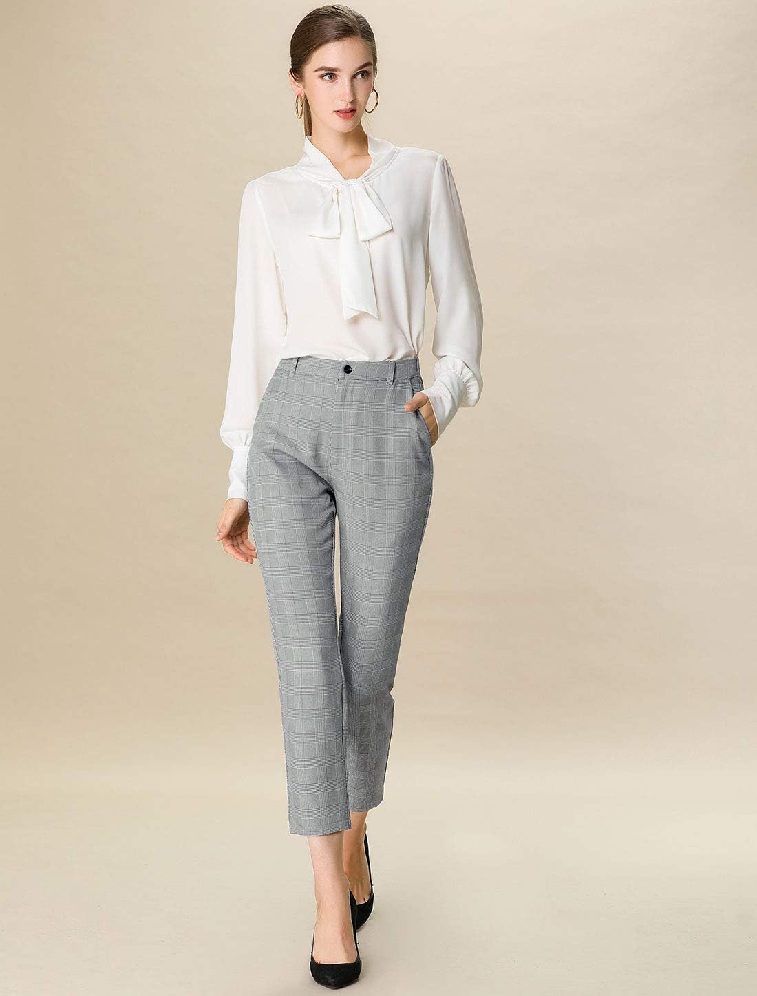 Allegra K Women's Work Dress Pants High Waisted Office Ankle Pants - Image 3