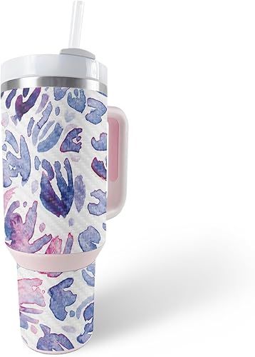 Miniatura 9 de MightySkins - Skin de fibra de carbono compatible con Stanley The Quencher H2.0 FlowState vaso de 40 onzas, damasco negro, acabado de fibra de